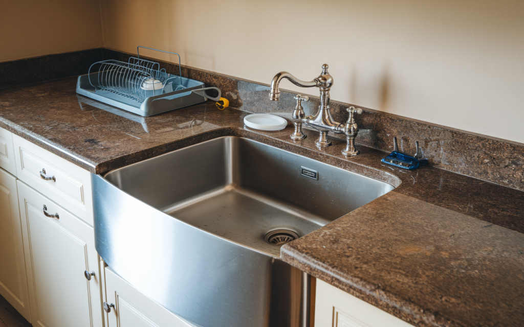 undermount sink with offset drain