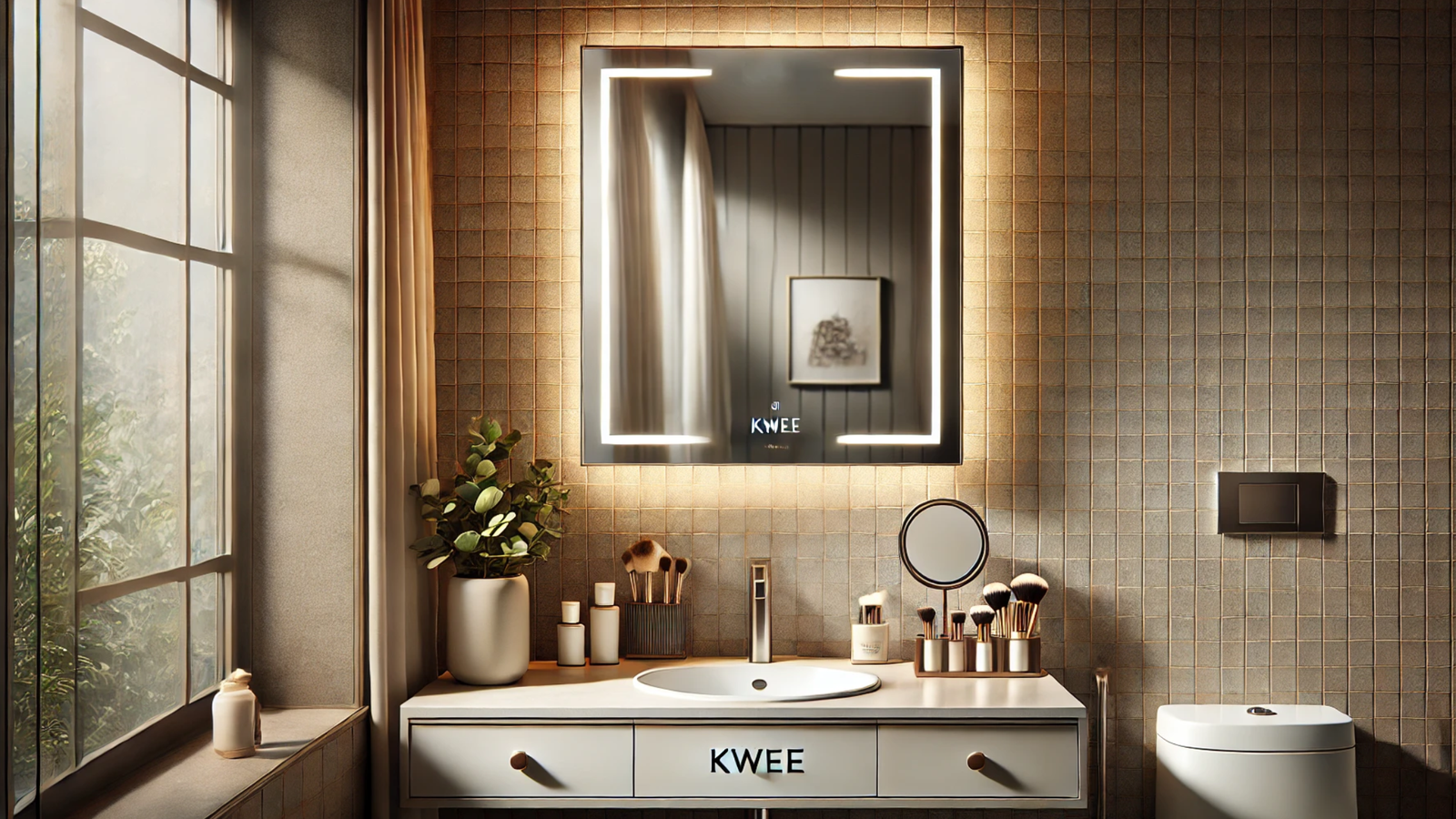 Kwee hard-wired makeup mirror