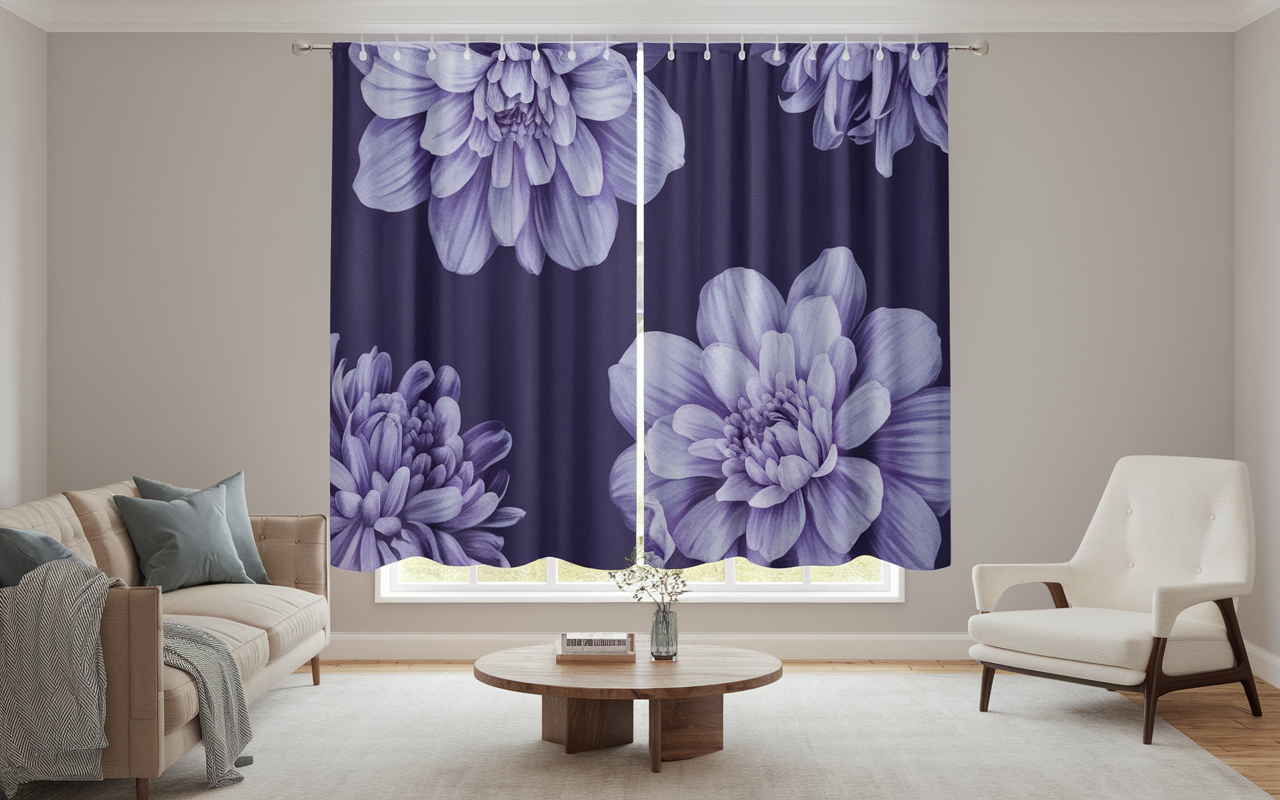 purple-blue hanging curtain decor