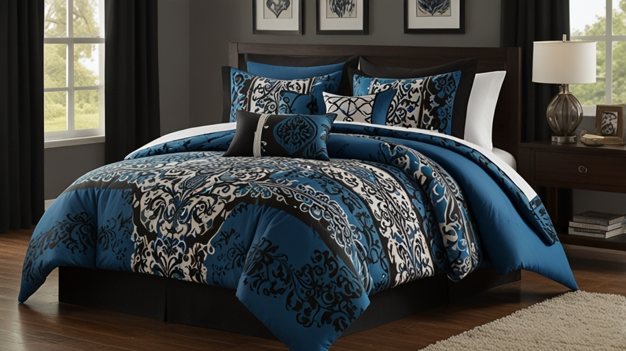 Nipsey Blue Black White Comforter Set