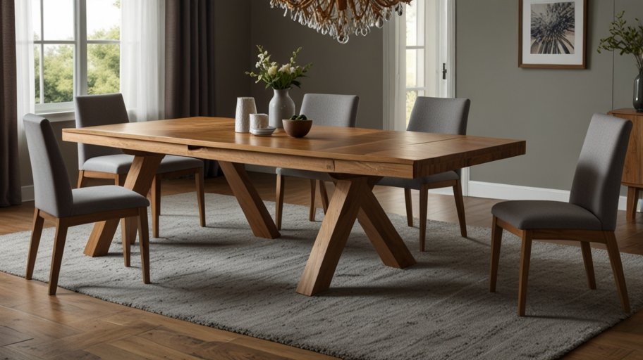 extendable solid wood dining table