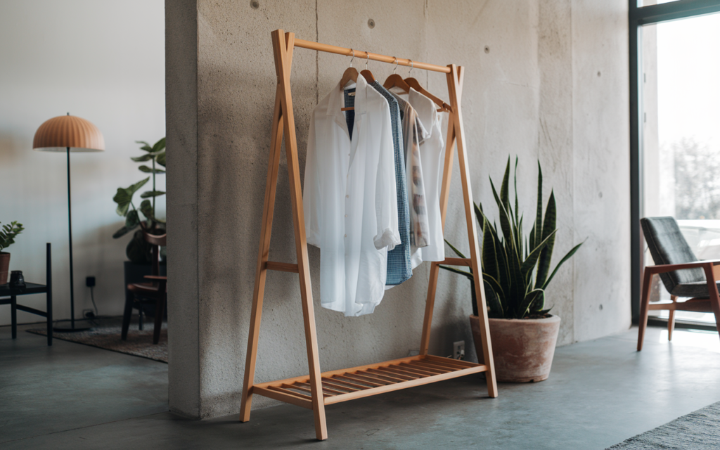 wooden garment racks