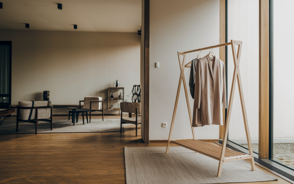 wooden garment racks