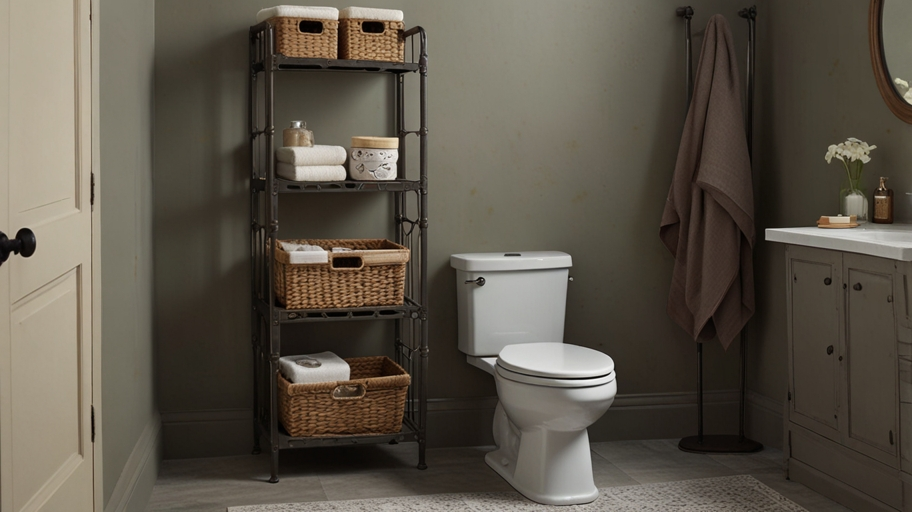 metal vintage narrow bathroom storage 6 inches